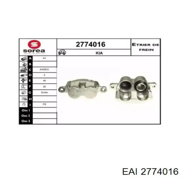Супорт гальмівний передній правий Hyundai/Kia 0K75B33980 ціна, від 41.36 USD