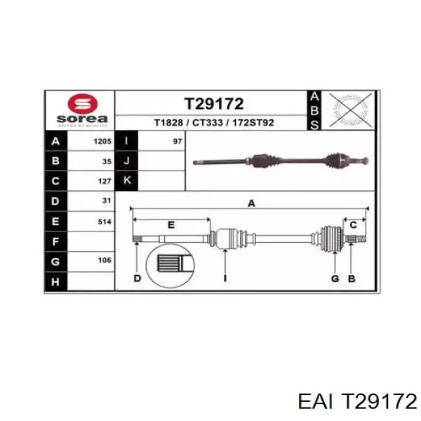 Піввісь права CT88597 GP