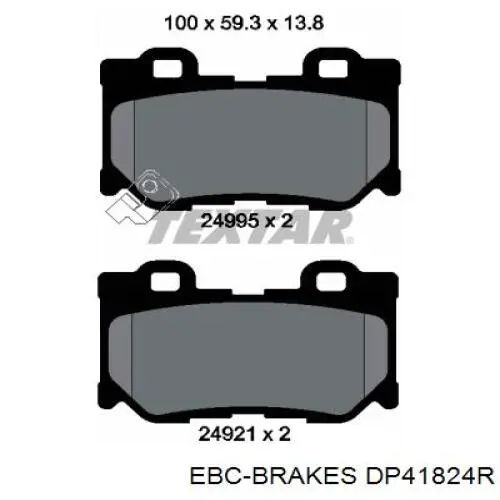 DP41824R EBC Brakes Колодки гальмівні задні, дискові