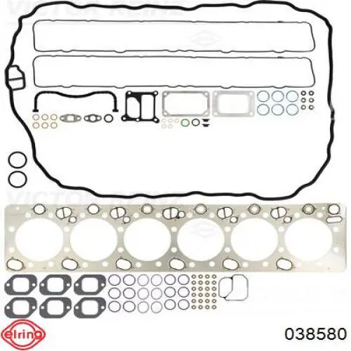 Комплект прокладок двигуна, верхній Elring 038580 ціна, від 272.92 USD