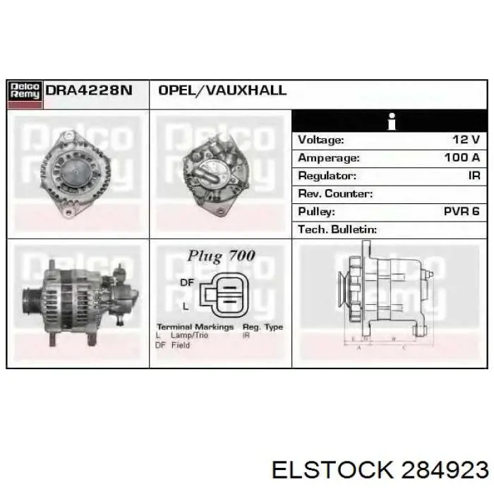 284923 Elstock Авто генератор