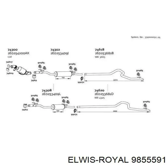 Купити 9855591 Elwis Royal Комплект прокладок двигуна, верхній