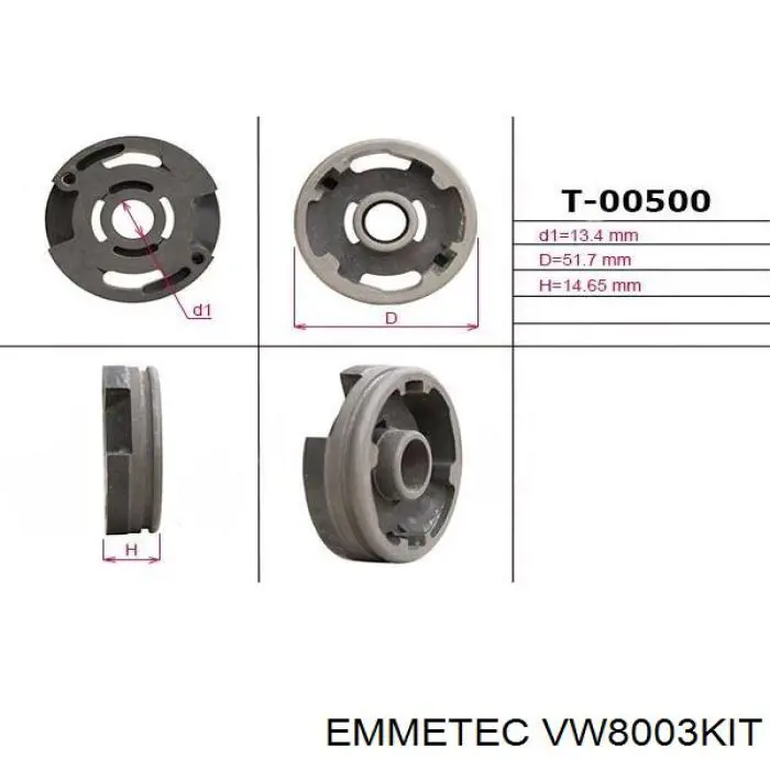 Купити VW8003KIT Emmetec Ремкомплект насосу гідропідсилювача керма