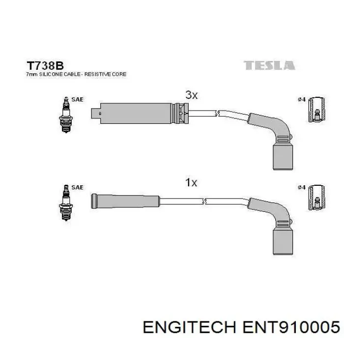 ENT910005 Engitech Проводи високовольтні