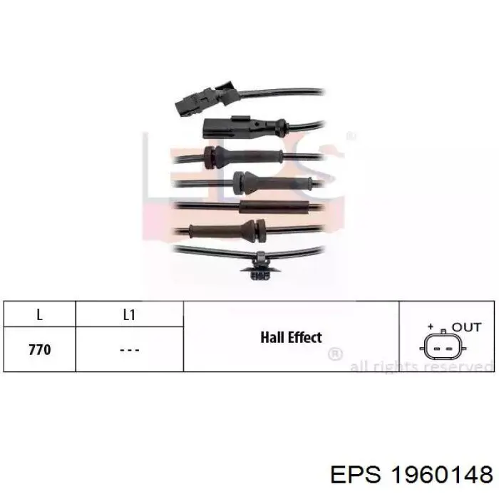 Датчик ABS передній EPS 1960148 ціна, від 15.29 USD