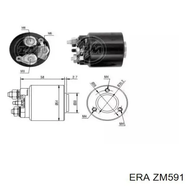 ZM591 ERA Реле втягує стартера (Тип VALEO 0,8-2,0 кВт)