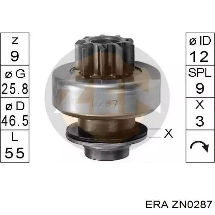 Купити ZN0287 ERA Бендикс стартера