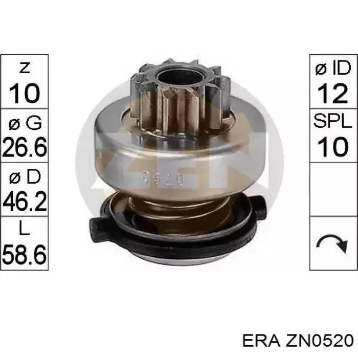 ZN0520 ERA Привід стартера бендикс