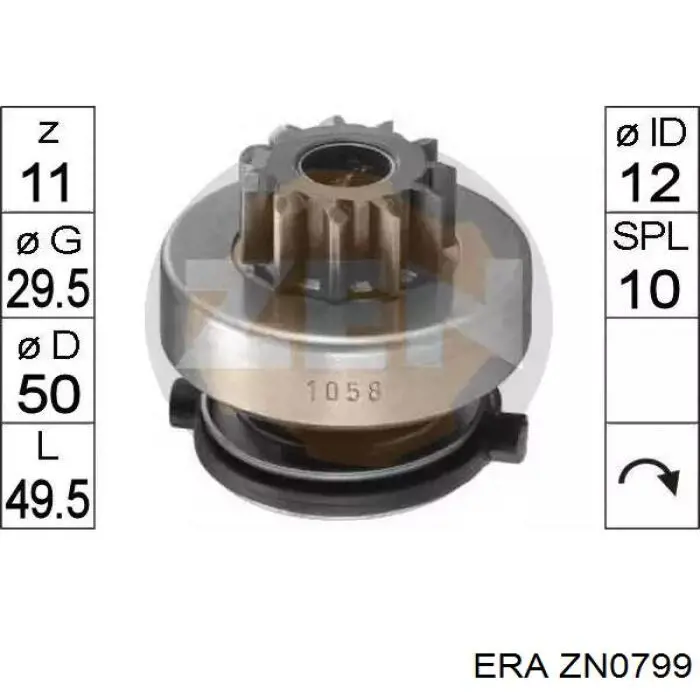 Купити ZN0799 ERA Бендикс стартера