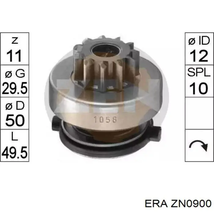Купити ZN0900 ERA Бендикс стартера