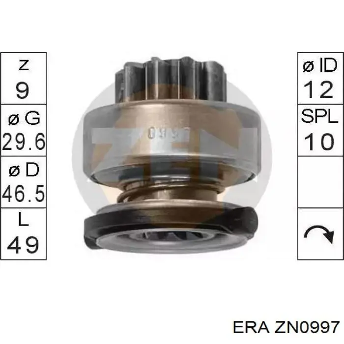 Купити ZN0997 ERA Бендикс стартера