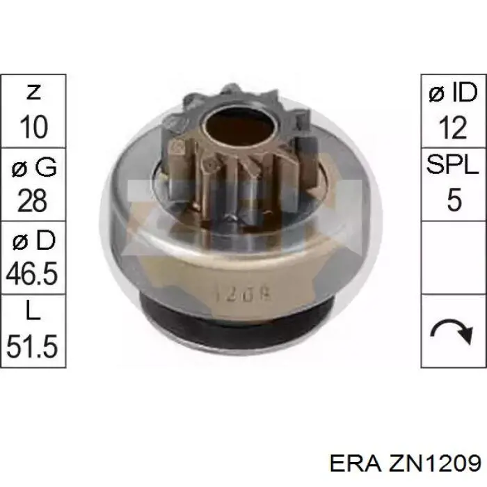 Купити ZN1209 ERA Бендикс стартера
