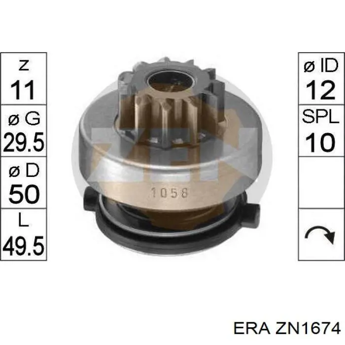 ZN1674 ERA Привід стартера бендикс