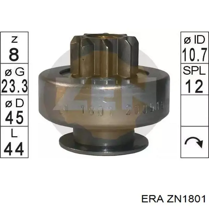 Купити ZN1801 ERA Бендикс стартера
