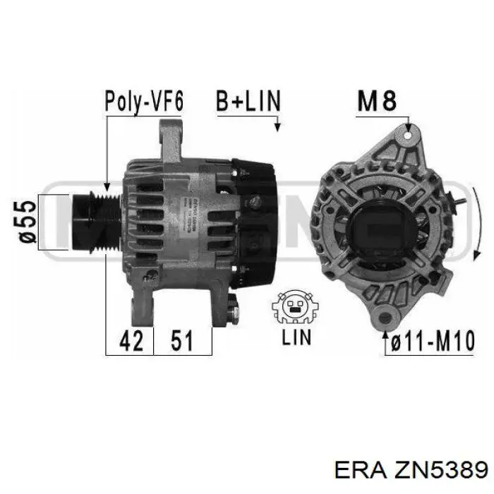 Шків генератора ZN5389 ERA