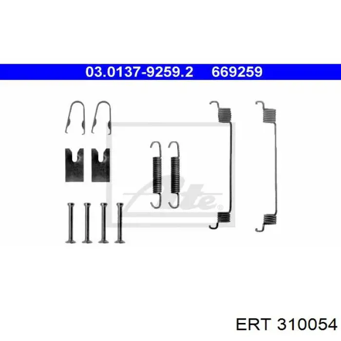 310054 ERT монтажний комплект задніх барабанних колодок