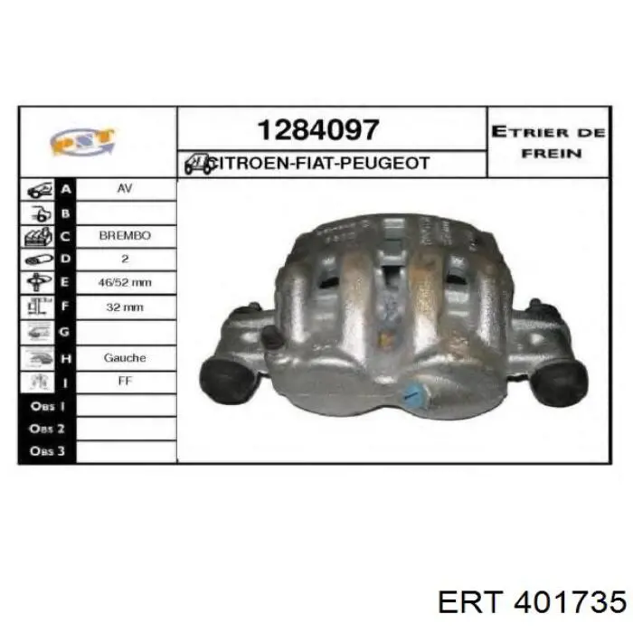 Ремкомплект супорту гальмівного переднього ERT 401735 ціна, від 33.04 USD