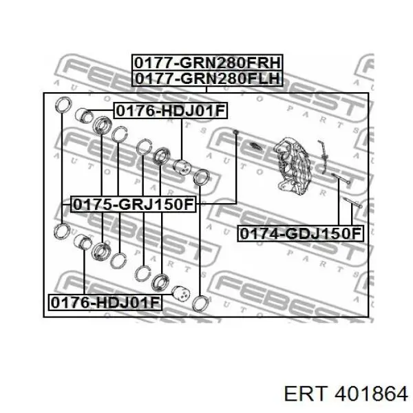 Ремкомплект супорту гальмівного переднього ERT 401864 ціна, від 7.26 USD