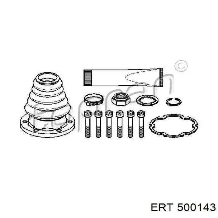 Пильник ШРУСа внутрішній, правий ERT 500143 ціна, від 9.91 USD