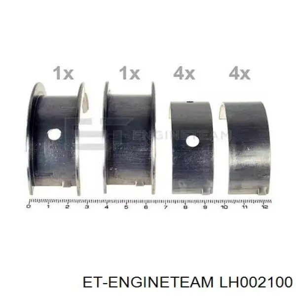 LH002100 ET Engineteam вкладиші колінвала, корінні, комплект, стандарт (std)