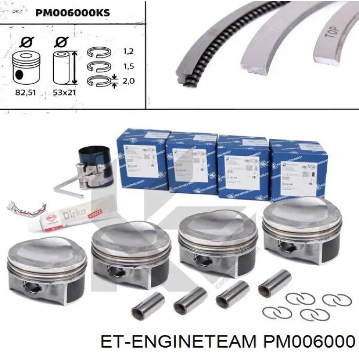 Поршень в комплекті на 1 циліндр, STD Engitech ENT050001STD ціна, від 88.85 USD