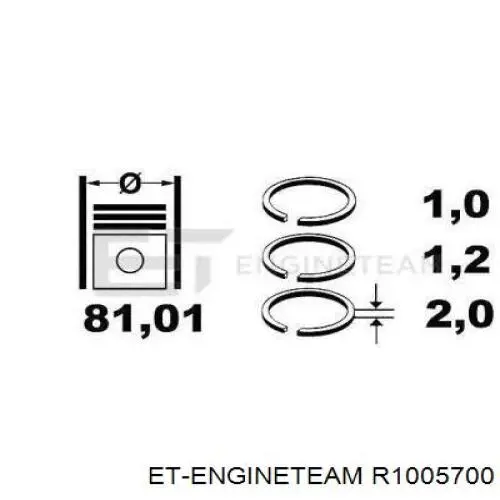 R1005700 ET Engineteam Кільця поршневі на 1 циліндр, STD.