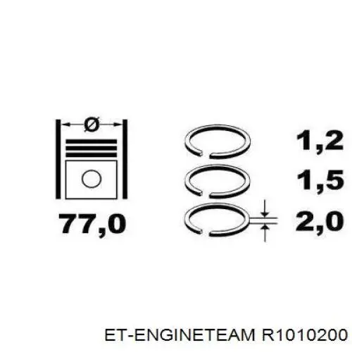 Кільця поршневі на 1 циліндр, STD. ET Engineteam R1010200 ціна, від 18.73 USD