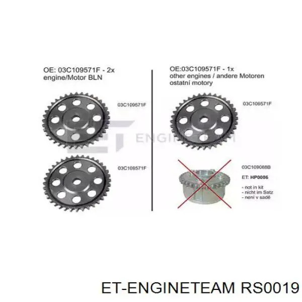 Ланцюг ГРМ, комплект RS0019 ET Engineteam