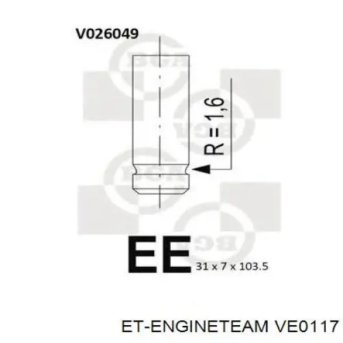 Вихлопний клапан ET Engineteam VE0117 ціна, від 9.23 USD