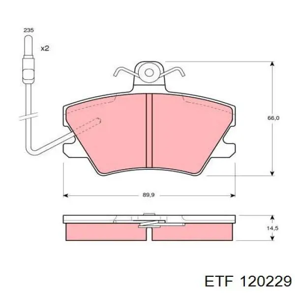 Колодки гальмівні передні, дискові 120229 ETF