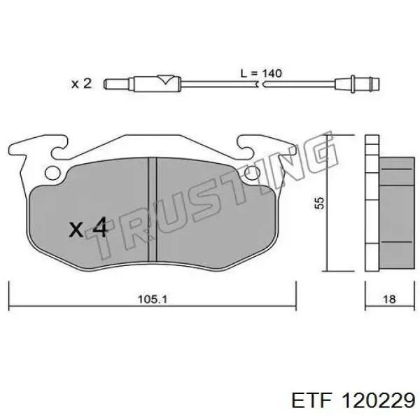 Гальмівні колодки ETF 120229 ціна, від 15.58 USD
