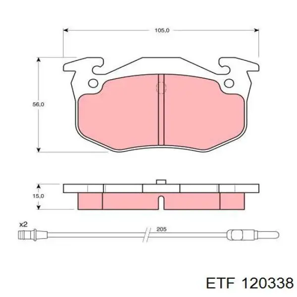 Колодки гальмові задні, дискові 120338 ETF