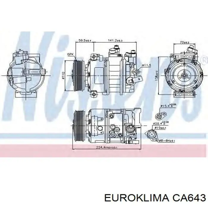 Шків компресора кондиціонера CA643 Euroklima