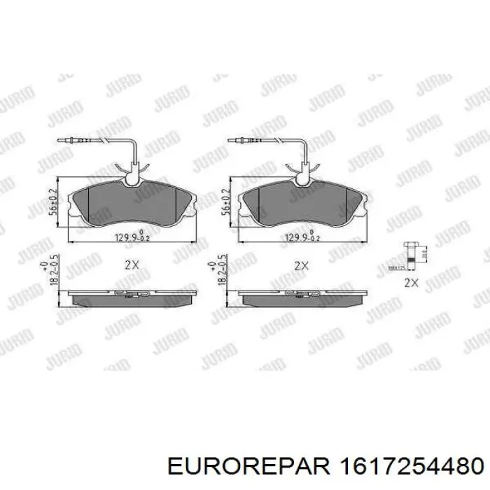 Купити 1617254480 Eurorepar Колодки гальмівні передні, дискові