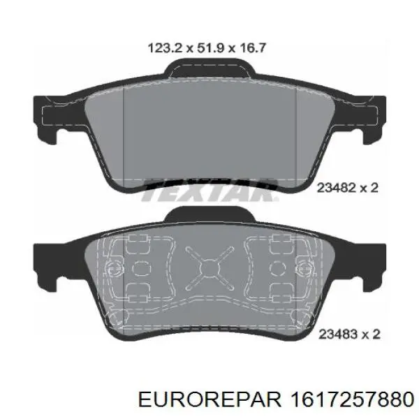 1617257880 Eurorepar колодки гальмові задні, дискові