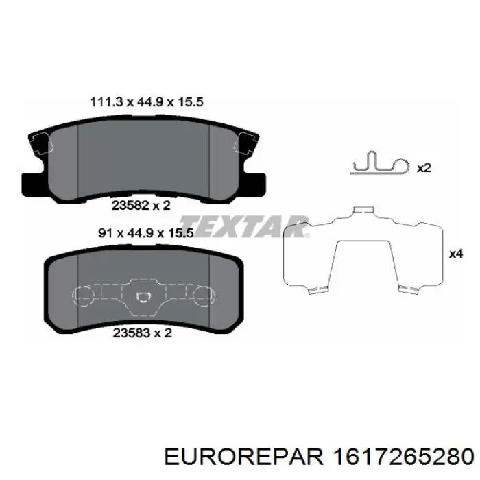1617265280 Eurorepar Колодки гальмівні задні, дискові