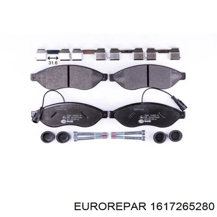 Задні гальмівні колодки Eurorepar 1617265280 ціна, від 17.33 USD