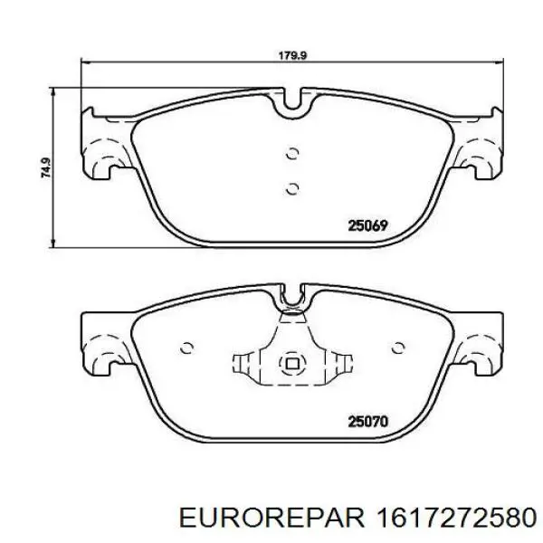 Гальмівні колодки Eurorepar 1617272580 ціна, від 31.60 USD