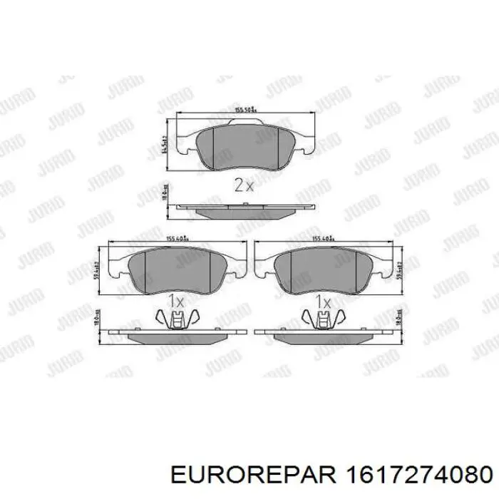 Купити 1617274080 Eurorepar Колодки гальмівні передні, дискові