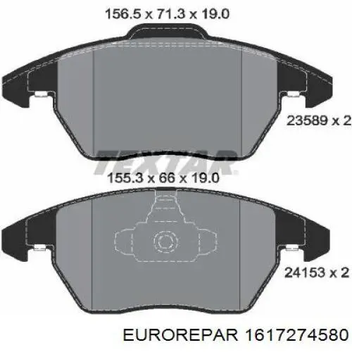 Колодки гальмівні передні, дискові 1617274580 Eurorepar