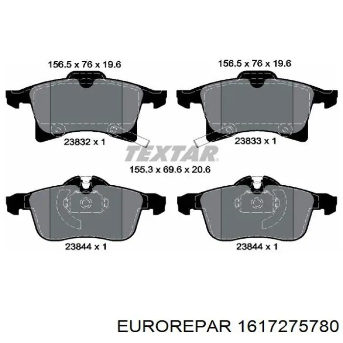 Купити 1617275780 Eurorepar Колодки гальмівні передні, дискові