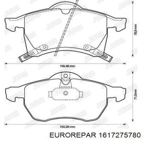 Гальмівні колодки Eurorepar 1617275780 ціна, від 21.01 USD