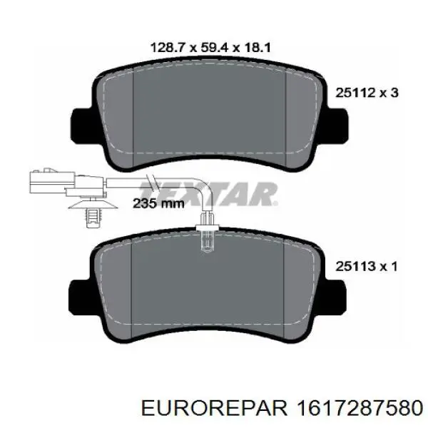 Купити 1617287580 Eurorepar Задні колодки