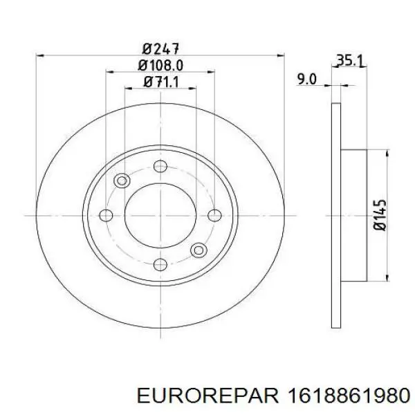 Задні дискові гальма Eurorepar 1618861980 ціна, від 20.37 USD