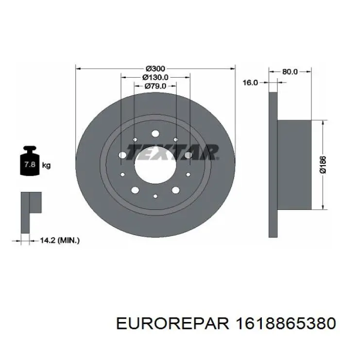 Задні дискові гальма Eurorepar 1618865380 ціна, від 39.53 USD