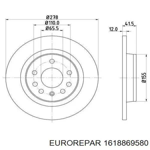 Купити 1618869580 Eurorepar Диск заднього гальма