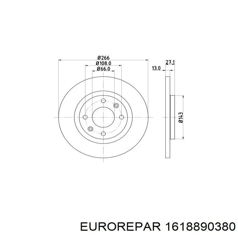 Диск гальмівний передній Eurorepar 1618890380