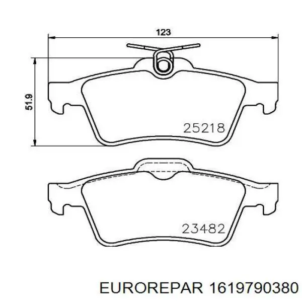 Колодки гальмові задні, дискові 1619790380 Eurorepar