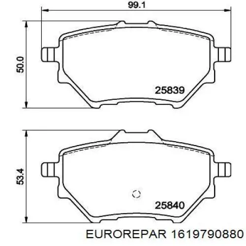 Задні гальмівні колодки Eurorepar 1619790880 ціна, від 24.42 USD