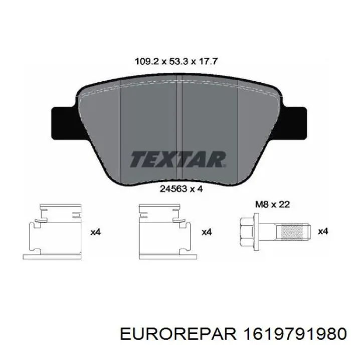 1619791980 Eurorepar Колодки гальмівні задні, дискові